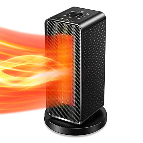 セラミックヒーター 【2022秋発売・ 瞬間速暖】 電気ファンヒーター 小型 ヒーター 1200W 省エネ 3段階温度調整 自動首振り 転倒オフ 電気ヒーター 足元暖房 暖房器具 寝室 脱衣所 PSE認証済み 日本語説明書付 ブラック